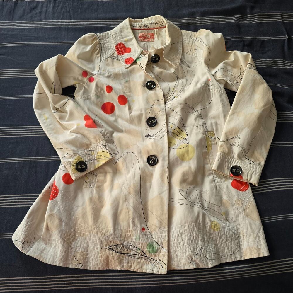 Anthropologie Bica Cheia Cotton Lined Abstract Swing Jacket Spring Tailored sz 8